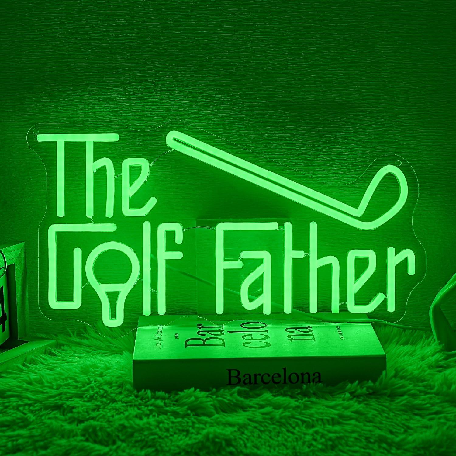 Office Lighting Decor - Neonowy znak LED Golf Father, ściemnialny