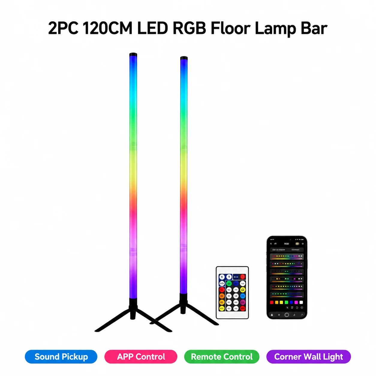 Lighting Decoration In Bedroom - 2 sztuki narożnych lamp podłogowych LED