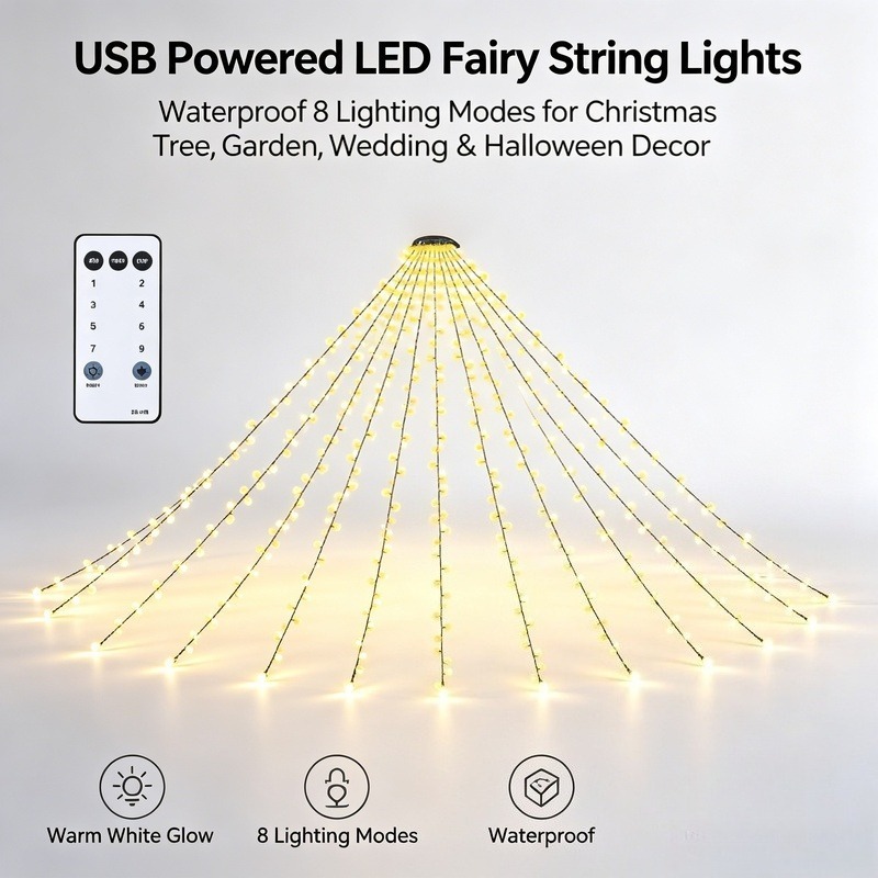 Lighting Tree Decor - Lampki LED USB, wodoodporne lampki choinkowe