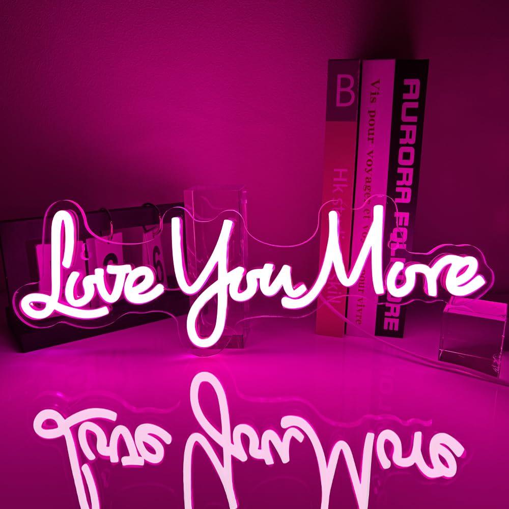 Lighting Decor And More - Neonowy znak LED Love You More,