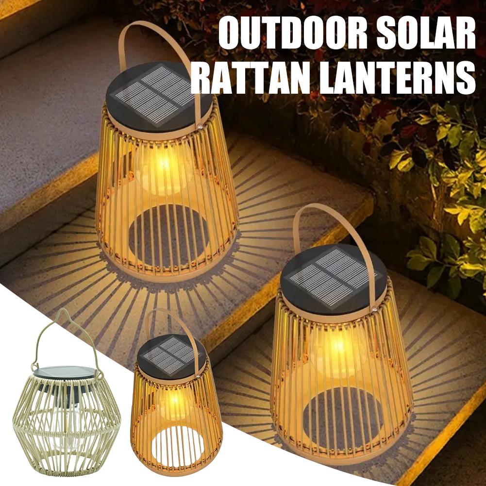 Decor Lighting Table Lamps - Wodoodporna lampa solarna z rattanu IP65,