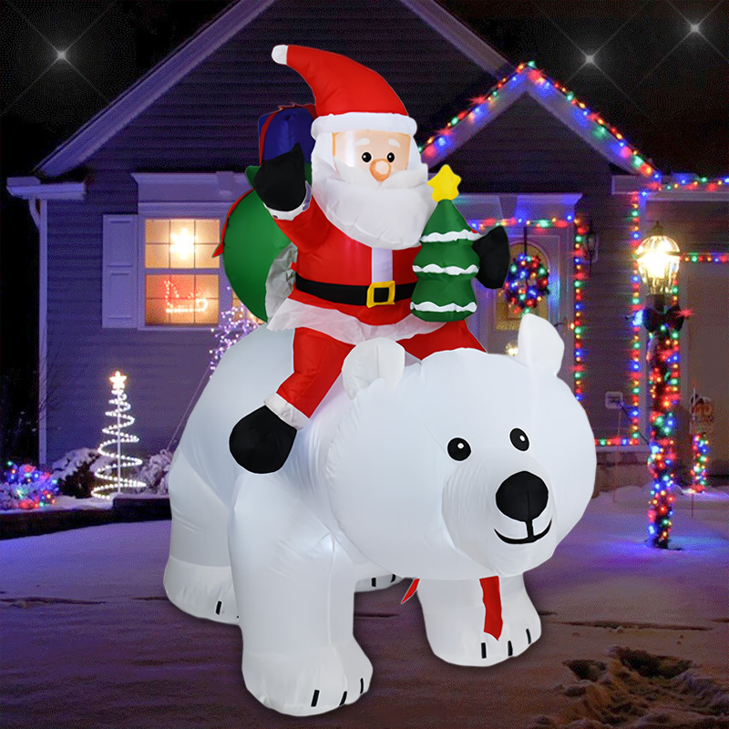 Lighting Tree Decor - Świąteczny dmuchany model Świętego Mikołaja jeżdżącego
