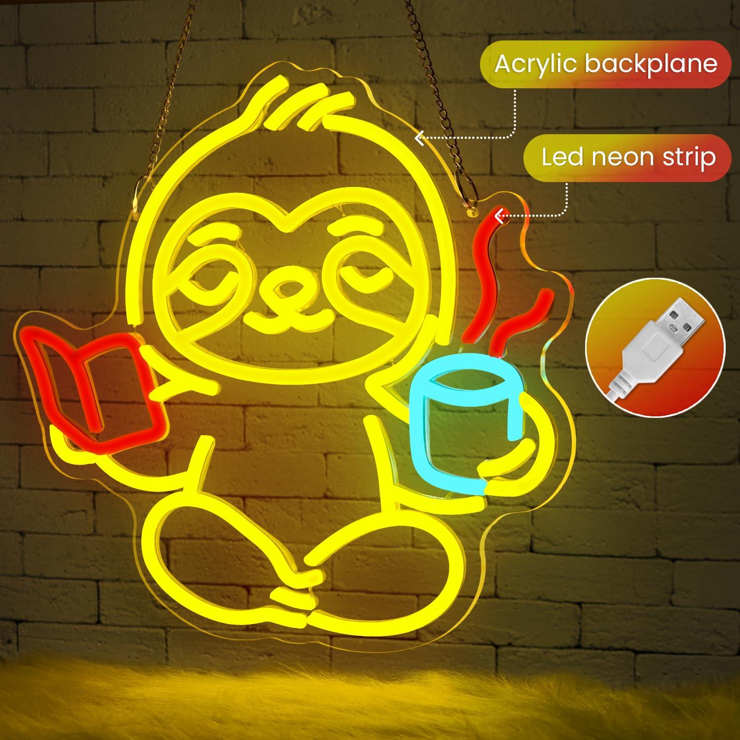 Neonowy znak Leniwiec, lampka  – Office Lighting Decor recenzja i cena